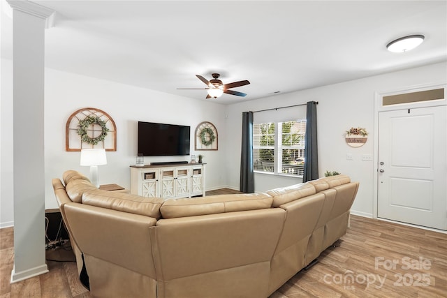 5069 Thomasville Dr, Belmont, NC 28012 - living area with light wood-type flooring and ceiling fan