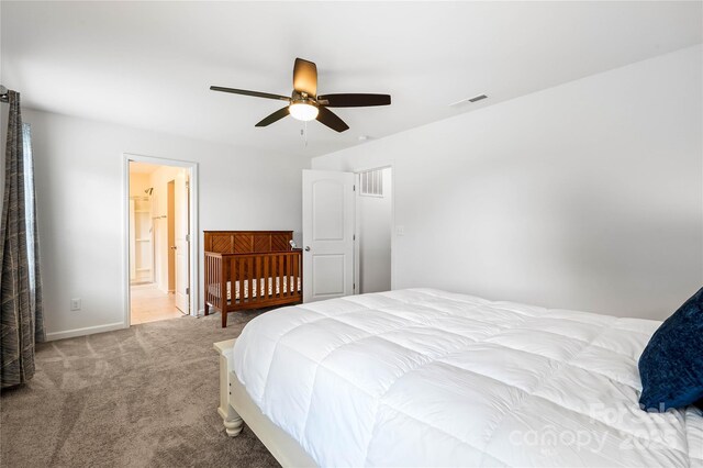 5069 Thomasville Dr, Belmont, NC 28012 - bedroom with carpet flooring, a ceiling fan, and ensuite bath