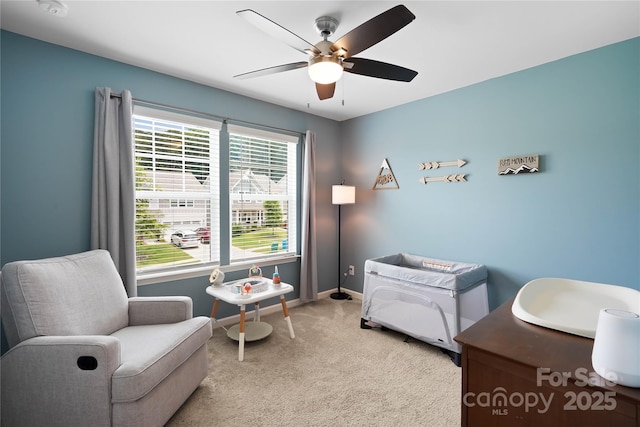 5069 Thomasville Dr, Belmont, NC 28012 - living area featuring carpet flooring and a ceiling fan