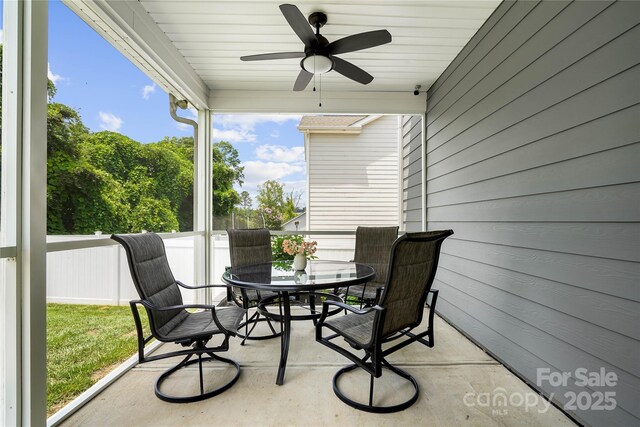 5069 Thomasville Dr, Belmont, NC 28012 - view of patio / terrace with ceiling fan and outdoor dining space