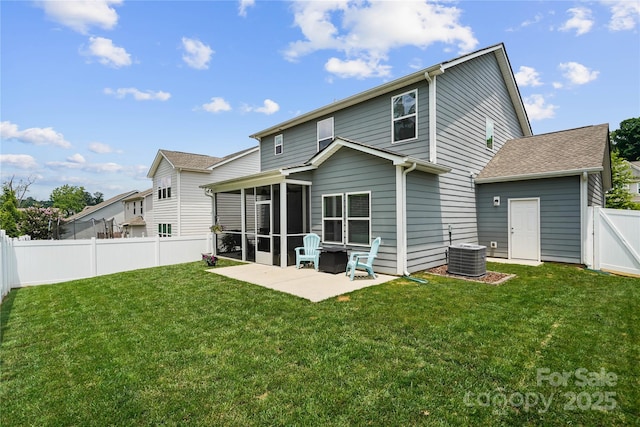 5069 Thomasville Dr, Belmont, NC 28012 - back of house with a patio, a sunroom, and a fenced backyard