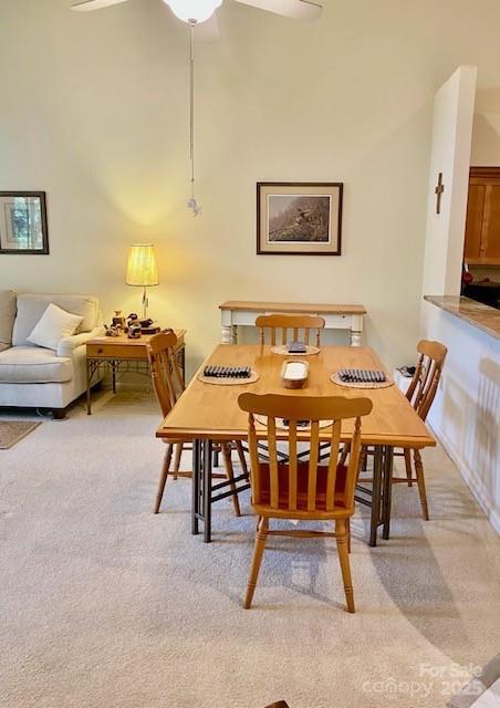 186 Stonecrest Ct, Lake Lure, NC 28746 - dining space featuring light carpet and a ceiling fan