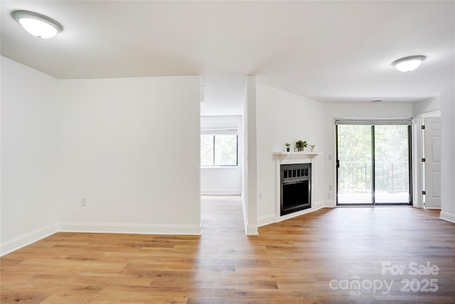 4806 Spring Lake Dr Unit D, Charlotte, NC 28212 - unfurnished living room with light wood-style flooring and a fireplace