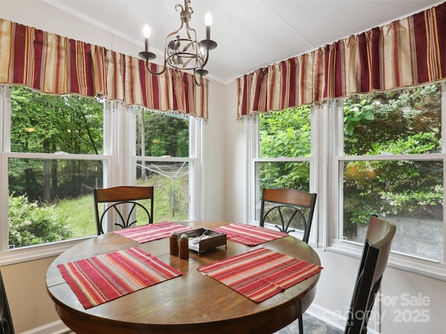 275 Bulldog Ln, Green Mountain, NC 28740 - dining area with a chandelier and ornamental molding