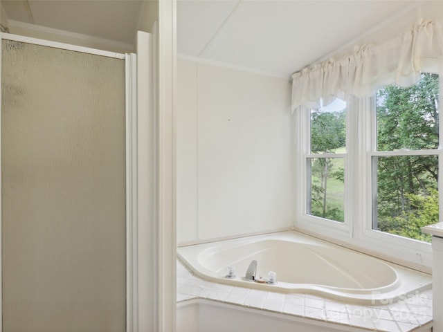275 Bulldog Ln, Green Mountain, NC 28740 - bathroom featuring a bath and a stall shower