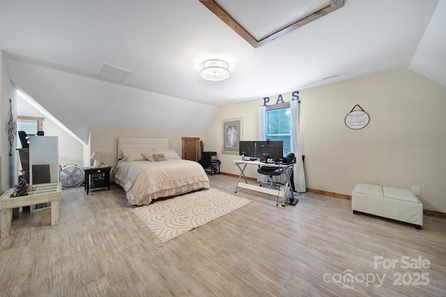 4592 Reid Rd, Edgemoor, SC 29712 - bedroom featuring lofted ceiling, wood finished floors, and a desk