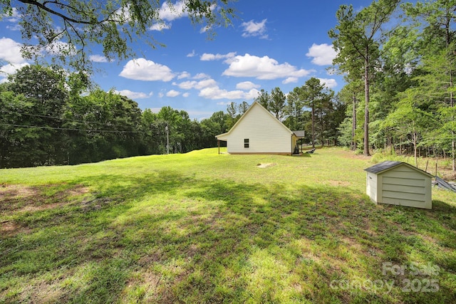 4592 Reid Rd, Edgemoor, SC 29712 - view of grassy yard with a storage unit