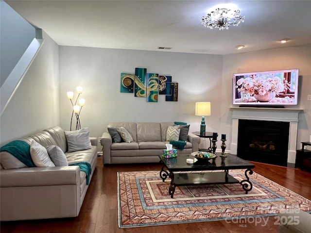 11511 Wilson Mill Ln, Pineville, NC 28134 - living room with wood finished floors and a fireplace with flush hearth