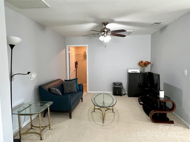 11511 Wilson Mill Ln, Pineville, NC 28134 - living area with ceiling fan and carpet floors