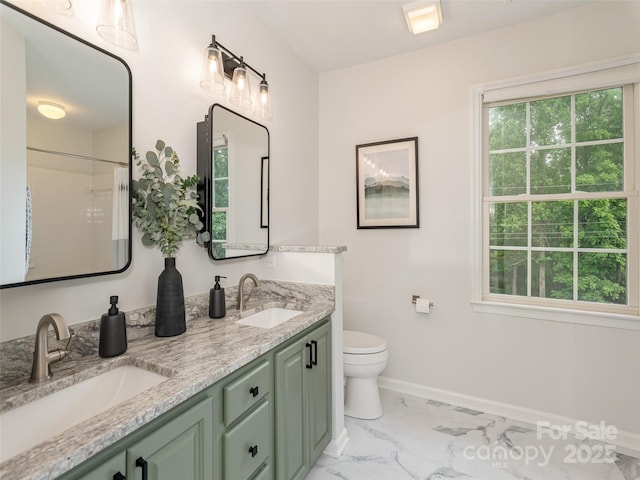502 Windsor Forest Ct, Fletcher, NC 28732 - bathroom with marble look tiles, double vanity, and a shower
