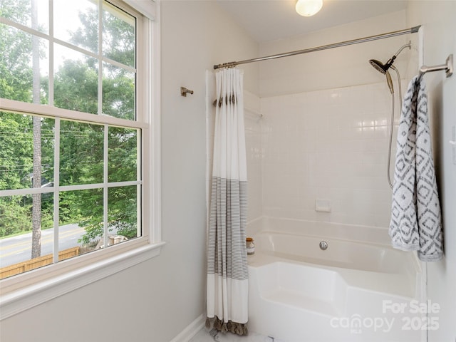502 Windsor Forest Ct, Fletcher, NC 28732 - full bathroom featuring plenty of natural light and shower / tub combo with curtain