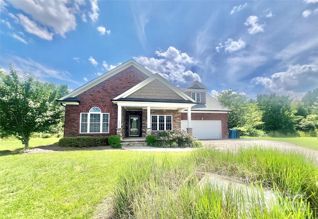 1302 Devonmere Pl, Salisbury, NC 28144 - craftsman house with driveway, a front lawn, brick siding, and an attached garage