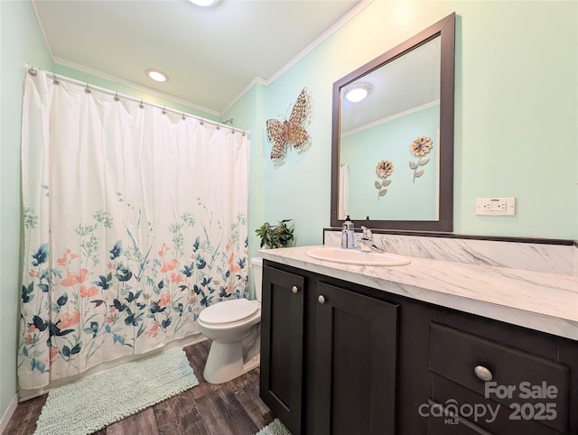 4713 White Store Rd, Wingate, NC 28174 - full bathroom featuring crown molding, wood finished floors, and vanity