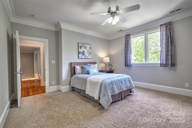 6216 N Rd, York, SC 29745 - carpeted bedroom with crown molding and ceiling fan