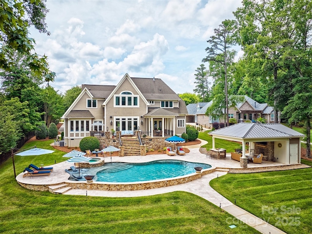 6216 N Rd, York, SC 29745 - rear view of property with a patio, a yard, a wooden deck, and an outdoor hangout area