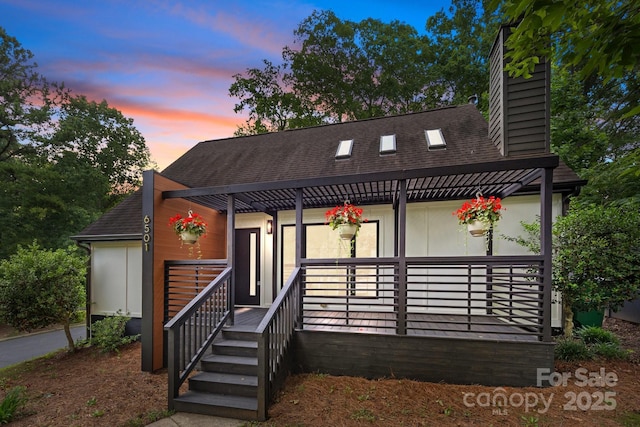 6501 Piney Path Rd, Charlotte, NC 28212 - view of front of property featuring a chimney, a porch, and roof with shingles