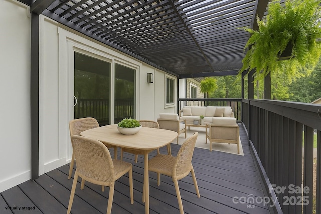 6501 Piney Path Rd, Charlotte, NC 28212 - deck featuring an outdoor living space and a pergola