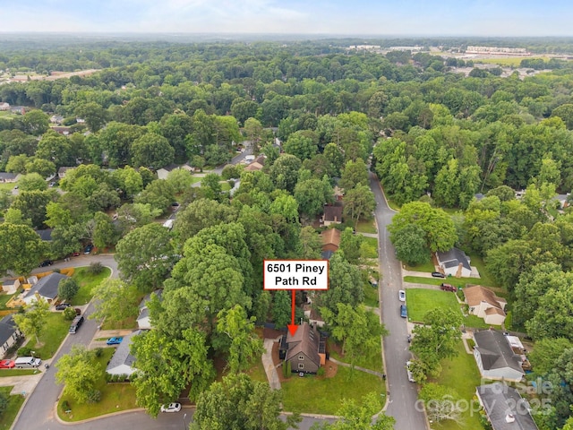 6501 Piney Path Rd, Charlotte, NC 28212 - aerial perspective of suburban area with a heavily wooded area