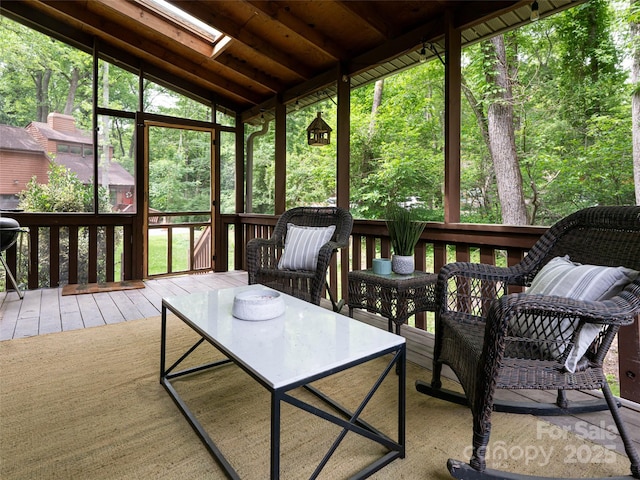 107 N Garden Ct, Fletcher, NC 28732 - sunroom featuring a skylight and lofted ceiling