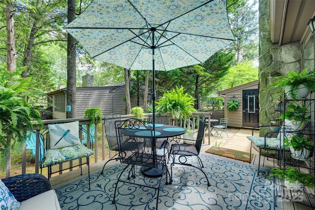 353 Tall Oaks Trl, Fort Mill, SC 29715 - view of patio / terrace featuring outdoor dining area and an outbuilding
