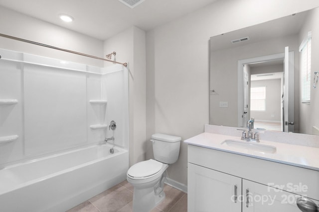 1022 Jeffery Dean Ct, Albemarle, NC 28001 - bathroom featuring vanity, shower / bath combination, and tile patterned flooring