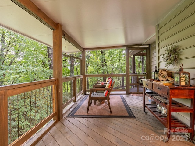 21 Fern Haven Ln, Fairview, NC 28730 - sunroom / solarium with hardwood / wood-style flooring and a wooden deck