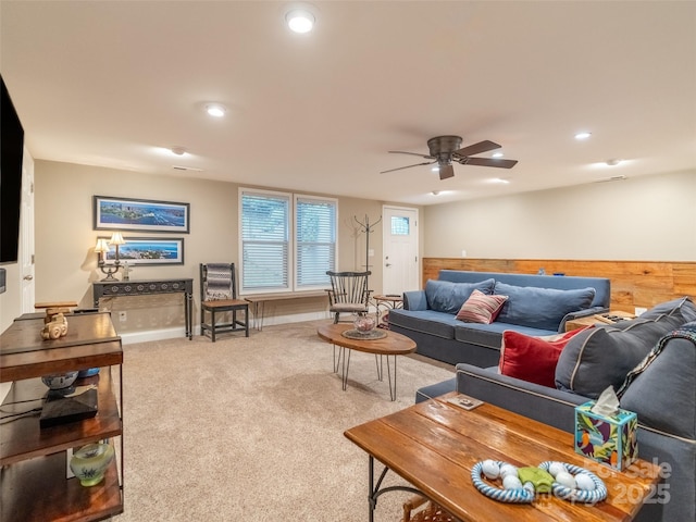 21 Fern Haven Ln, Fairview, NC 28730 - living room with carpet, ceiling fan, and recessed lighting