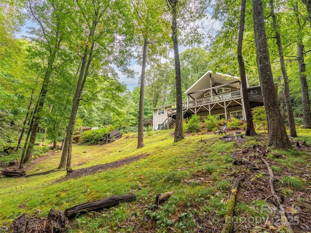 21 Fern Haven Ln, Fairview, NC 28730 - view of yard featuring a deck and stairs