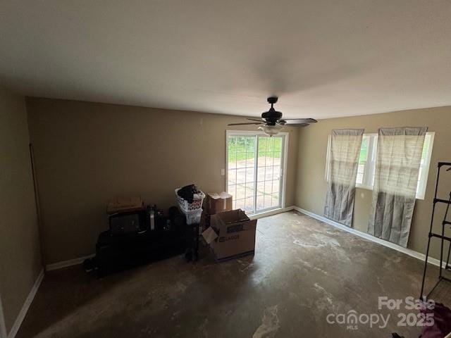 2116 Dana Pl, Shelby, NC 28152 - sitting room with unfinished concrete flooring and ceiling fan