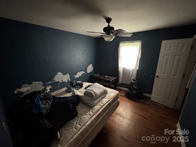 2116 Dana Pl, Shelby, NC 28152 - bedroom with dark wood-style flooring and a ceiling fan