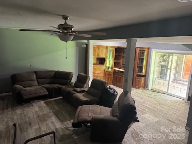 2116 Dana Pl, Shelby, NC 28152 - living area with wood finished floors and ceiling fan