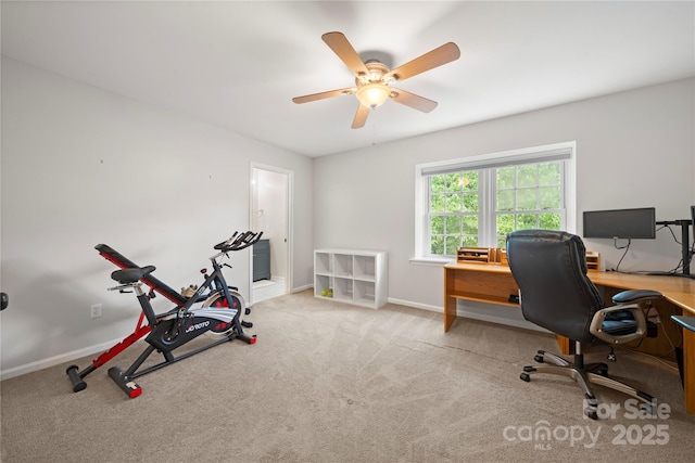 3500 Colony Rd Unit B, Charlotte, NC 28211 - carpeted home office with a ceiling fan and baseboards