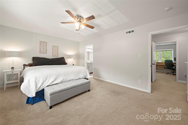 3500 Colony Rd Unit B, Charlotte, NC 28211 - bedroom featuring carpet flooring, a desk, a ceiling fan, and ensuite bathroom