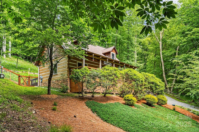 1980 Old Murray Rd, Mars Hill, NC 28754 - view of home's exterior with log exterior and a forest view