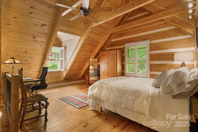 1980 Old Murray Rd, Mars Hill, NC 28754 - bedroom with wooden walls, wooden ceiling, and light wood finished floors
