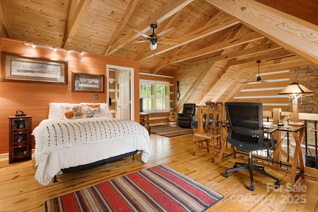 1980 Old Murray Rd, Mars Hill, NC 28754 - bedroom featuring wooden walls, wood-type flooring, and wooden ceiling