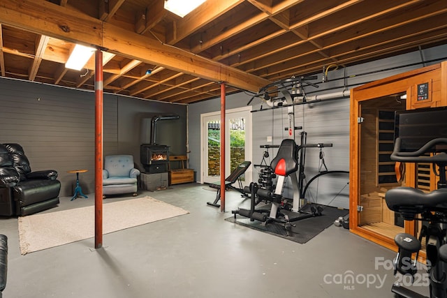 1980 Old Murray Rd, Mars Hill, NC 28754 - workout room with a wood stove