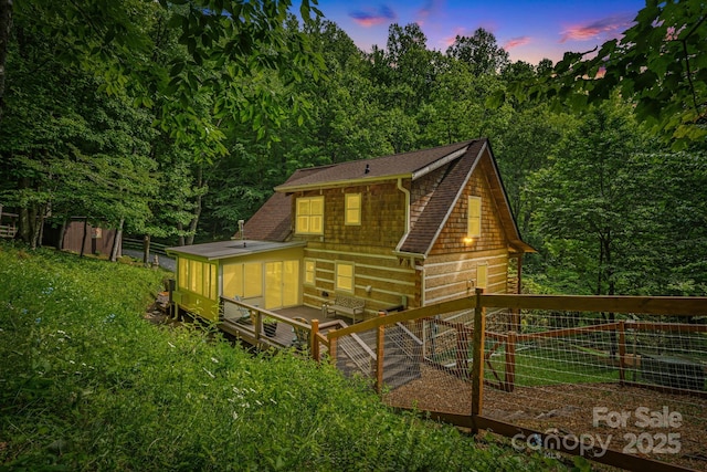 1980 Old Murray Rd, Mars Hill, NC 28754 - back of property at dusk with a shingled roof