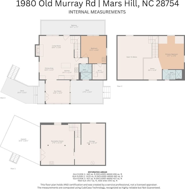 1980 Old Murray Rd, Mars Hill, NC 28754 - view of floor plan / room layout