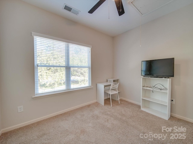 120 Prairie View Ct, Belmont, NC 28012 - carpeted office space with attic access and ceiling fan