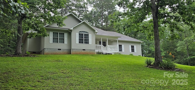 221 Flat Branch Trl, Mill Spring, NC 28756 - view of front of home with crawl space, a front lawn, and a porch