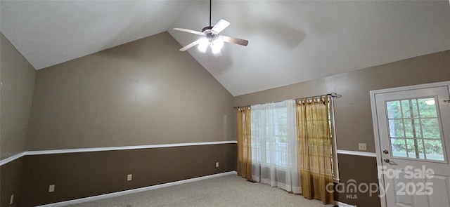 221 Flat Branch Trl, Mill Spring, NC 28756 - unfurnished bedroom featuring lofted ceiling, carpet floors, and ceiling fan