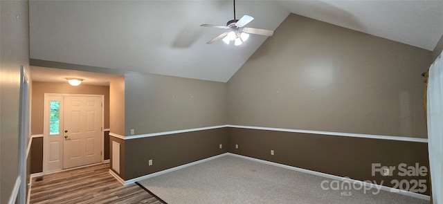 221 Flat Branch Trl, Mill Spring, NC 28756 - additional living space featuring a ceiling fan, lofted ceiling, and wood finished floors