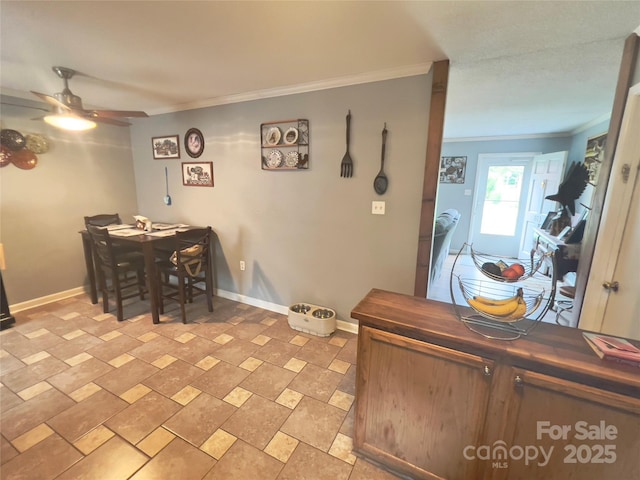 803 Bannon Pl, Lenoir, NC 28645 - dining area with ornamental molding and ceiling fan