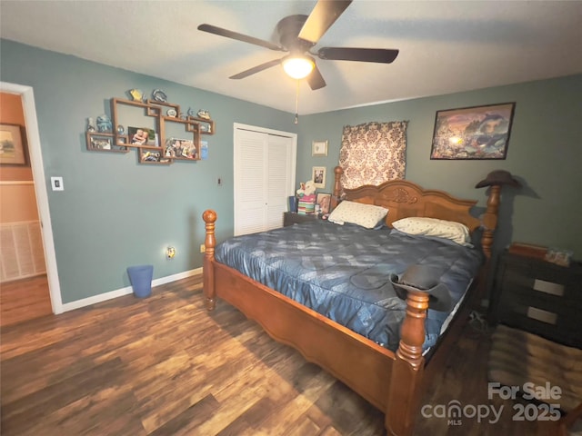 803 Bannon Pl, Lenoir, NC 28645 - bedroom featuring wood finished floors, a closet, and a ceiling fan