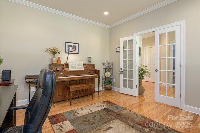 3 Chickadee Ln, Fairview, NC 28730 - home office featuring french doors, wood finished floors, crown molding, and recessed lighting