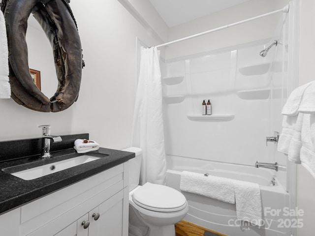 2784 Pea Ridge Rd, Mill Spring, NC 28756 - full bath with vanity, shower / tub combo with curtain, and wood finished floors