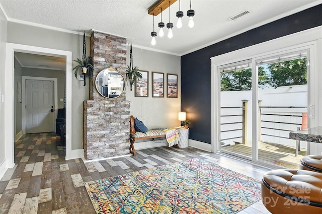 840 10th Street Blvd NW, Hickory, NC 28601 - sitting room with wood finished floors, crown molding, and a textured ceiling