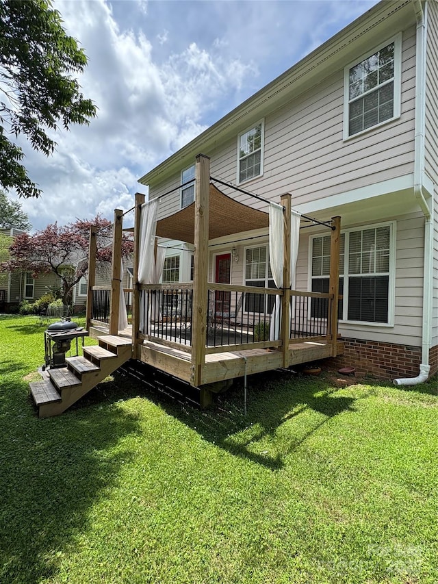1902 Stonewyck Ave, Kannapolis, NC 28081 - back of house featuring a yard and a wooden deck