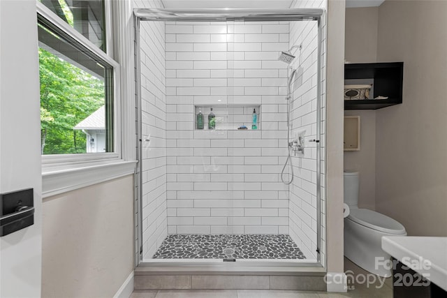 877 Winding Creek Rd, Sapphire, NC 28774 - bathroom featuring a shower stall and toilet